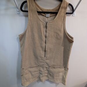 Kiko Tan Ribbed Tank Top Corduroy Dress